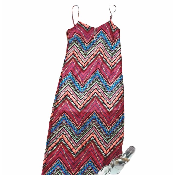🎉HP🎉NEW SIZE S Francesca's Tribal Colorful Maxi Dress - Picture 2 of 3
